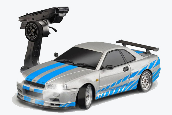 LDRC 1/18 2.4G RWD GTR R34 RC Drift Car with ESP Gyro Lights RTR - SILVER